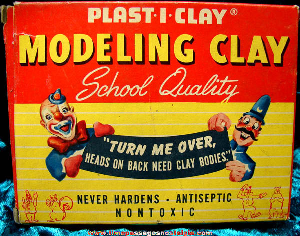 Colorful Old Unused Modeling Clay With Box Comic Characters