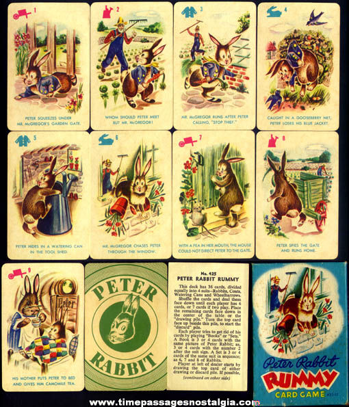 Colorful Old Boxed Peter Rabbit Character Rummy Card Game