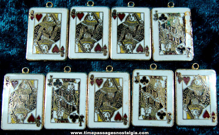 (9) Enameled Metal Playing Card Charms