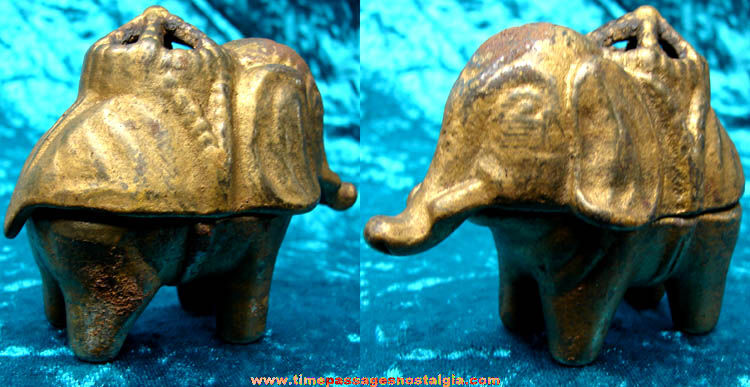 Old Cast Iron Metal Vantines Elephant Incense Burner