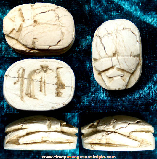 Old Egyptian Carved Bone or Ivory Scarab Beetle Bead