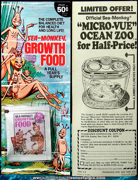 ©1971 Carded & Unopened Sea Monkey Growth Food
