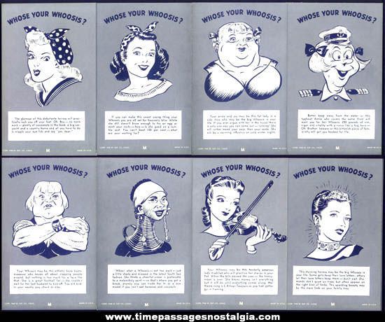 (32) ©1946 Who’s Your Whoosis For Men Exhibit Supply Arcade Cards