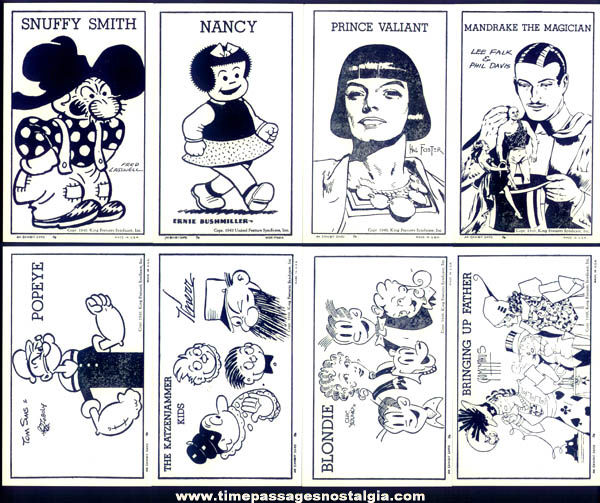 (16) 1949 Comic Strip & Cartoon Character Exhibit Supply Arcade Cards