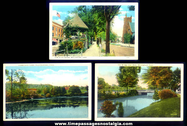 (7) Colorful Old Unused Wallingford Connecticut Post Cards