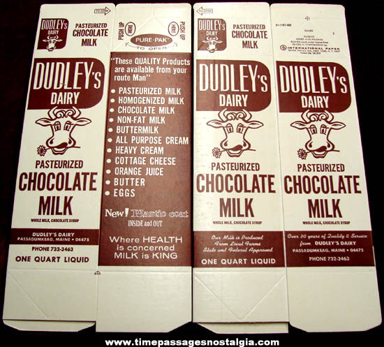 (3) Old Unused Quart Chocolate Milk Advertising Cartons
