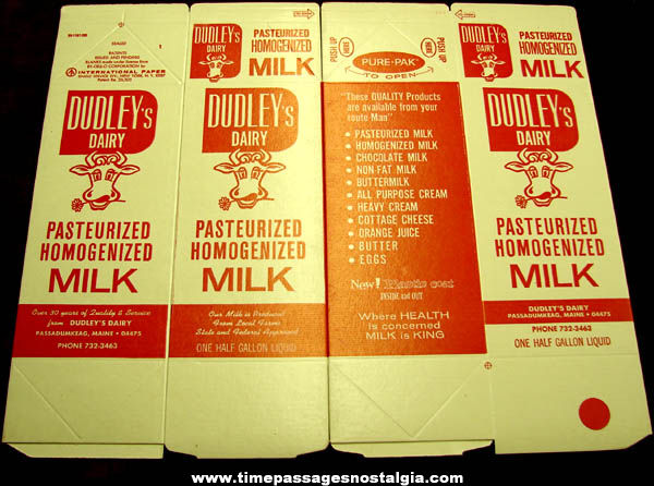 (5) Old Unused Half Gallon Milk Advertising Cartons