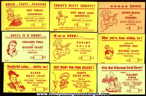 (24) Different Old Restaurant / Diner Menu Special Advertising Cards