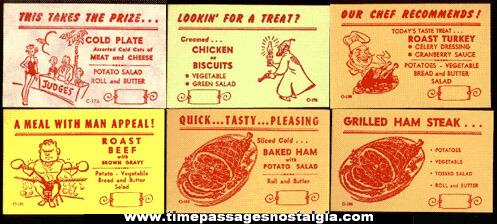 (24) Different Old Restaurant / Diner Menu Special Advertising Cards