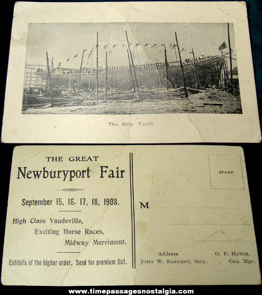 1908 Newburyport Fair Advertising Massachusetts Post Card