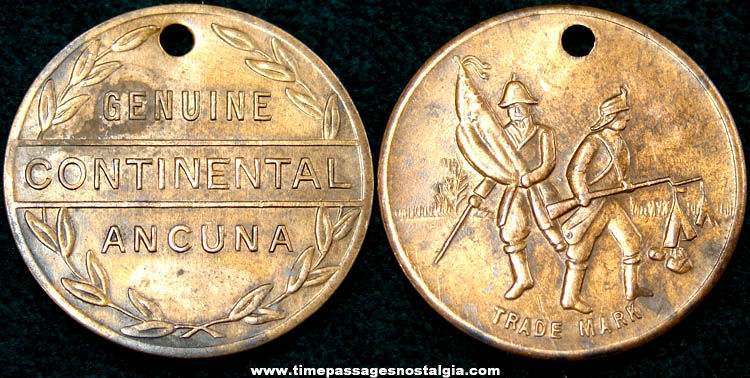 Old Genuine Continental Ancuna Brass Advertising Token Coin