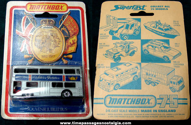 Unused 1972 Matchbox Superfast Londoner Silver Jubilee Double Decker Bus