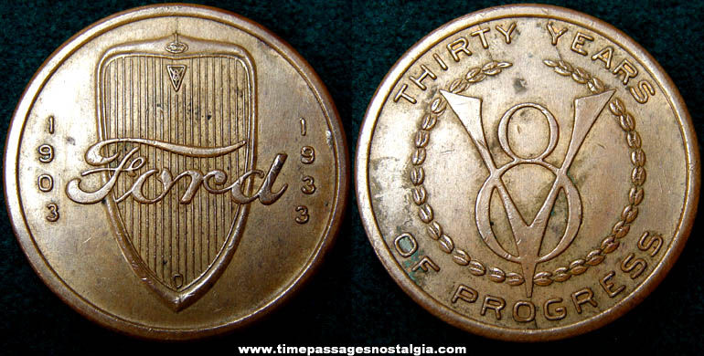 1903 - 1933 Ford Automobile Thirty Years Of Progress Token Coin