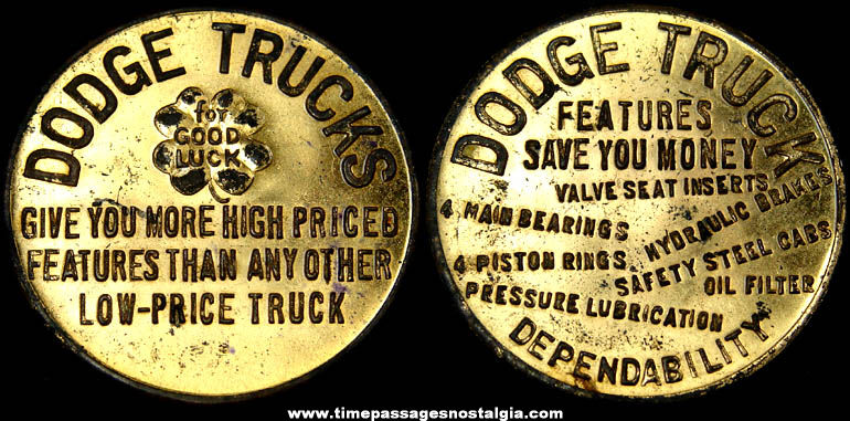 Old Dodge Truck Good Luck Advertising Token Coin