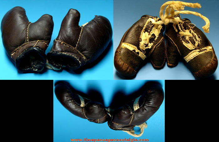 Old Miniature Pair of Leather Boxing Gloves