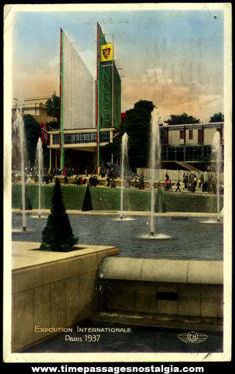 1937 Paris International Exposition Real Photo Color Post Card