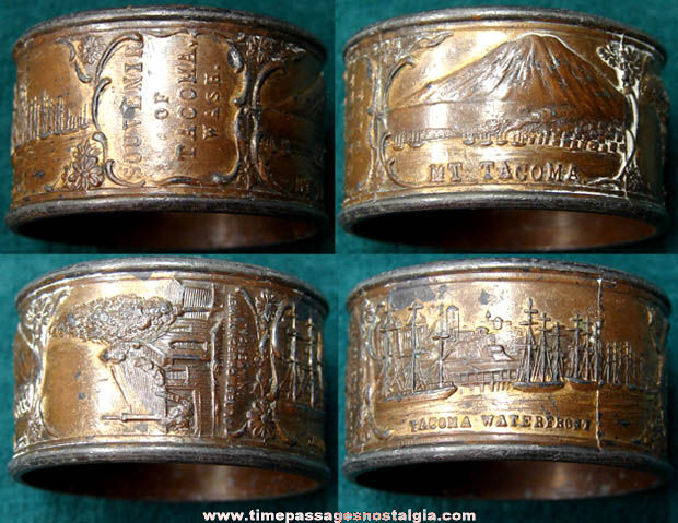 Old Metal Tacoma Washington Advertising Souvenir Napkin Ring