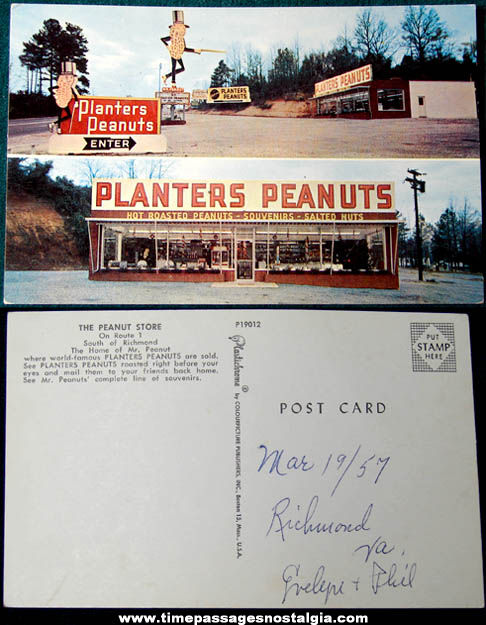 Unused 1957 Planters Peanuts Mr. Peanut Store Advertising Post Card