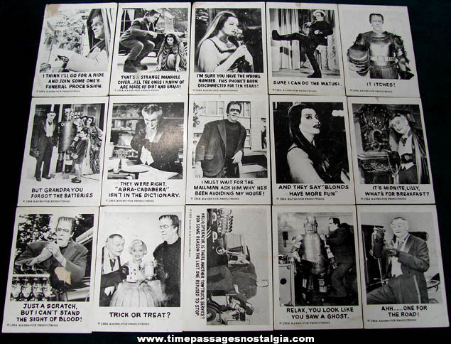 (15) 1964 Munsters TV Show Leaf Bubble Gum Trading Cards