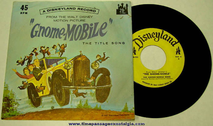 ©1967 Walt Disney Gnomemobile Movie Record With Cover