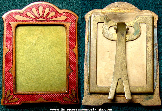 Miniature Enameled Metal Antique Easel Back Picture Frame