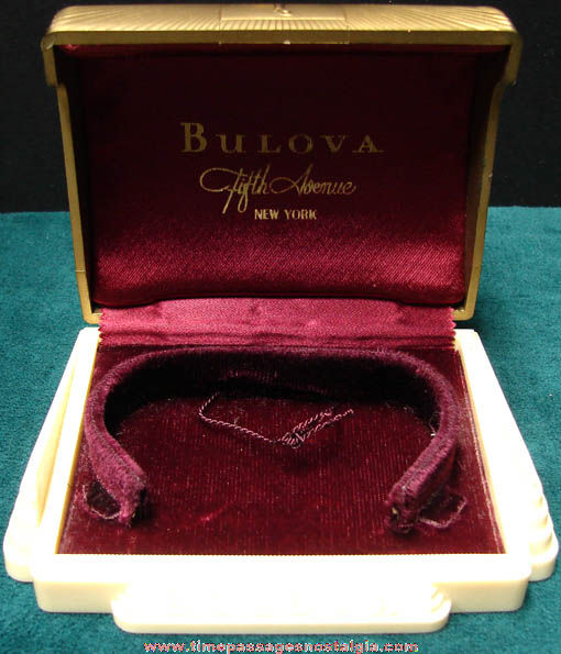 Old Bulova Art Deco Fifth Avenue New York Watch Box With Certificate