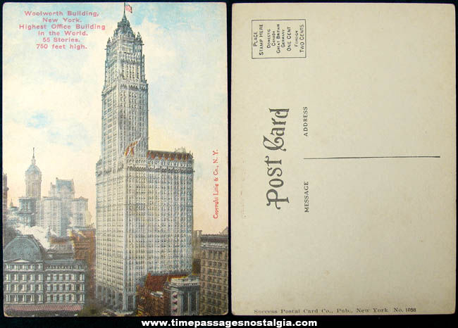 Unused Early 1900s New York City Woolworth Building Advertising Post Card