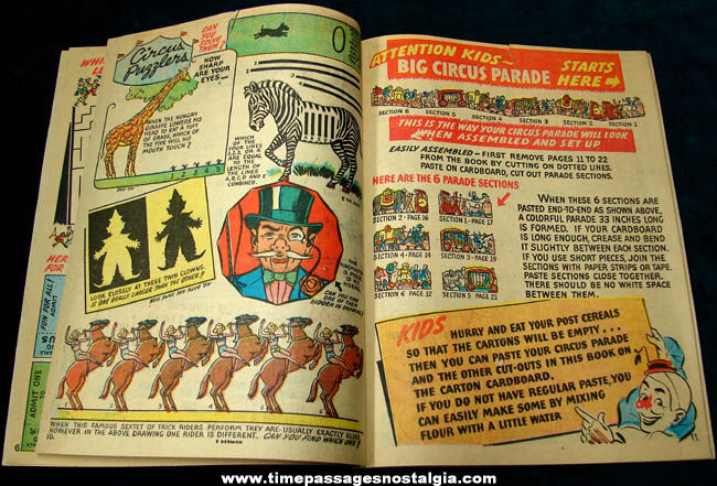 Colorful 1946 Post Cereal Premium Circus Activity Booklet #1