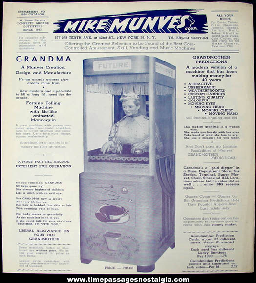 1954 Mike Munves Arcade Game & Machine Catalog Supplement