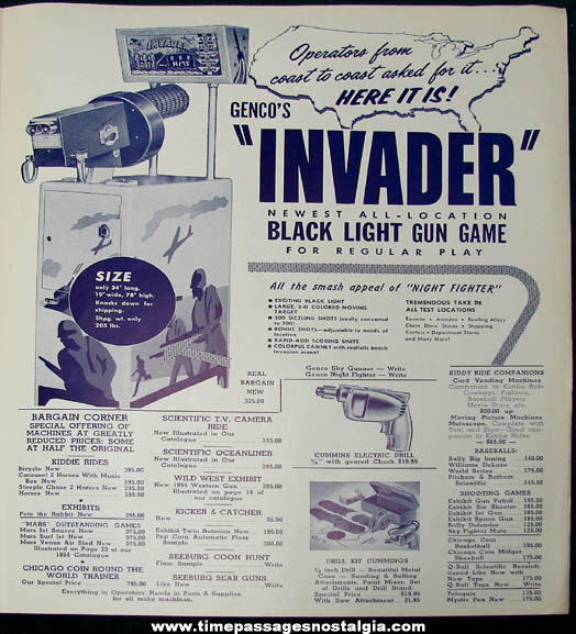 1954 Mike Munves Arcade Game & Machine Catalog Supplement