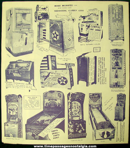 1951 Mike Munves Arcade Game & Machine Catalog Supplement