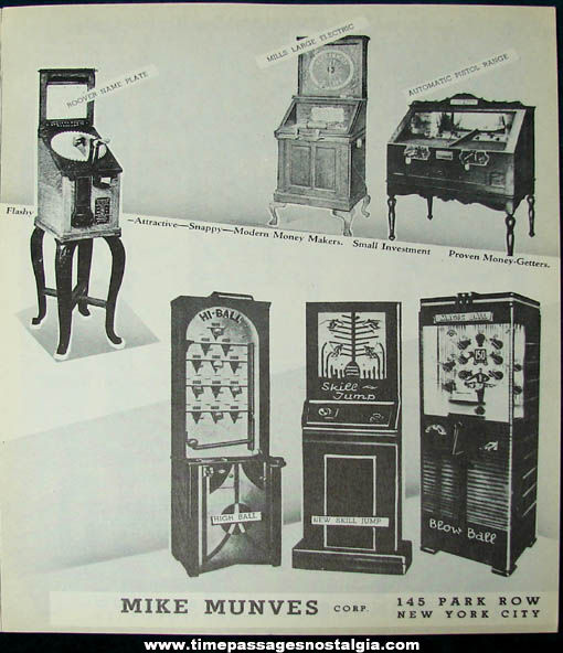 1939 Mike Munves Arcade Game & Machine Catalog