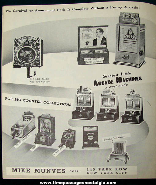 1939 Mike Munves Arcade Game & Machine Catalog