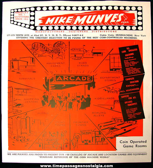 1950s Mike Munves Arcade Game, Machine, & Supply Catalog