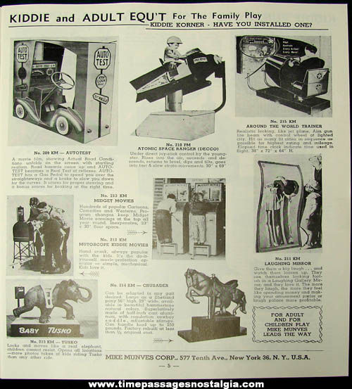 1950s Mike Munves Arcade Game, Machine, & Supply Catalog