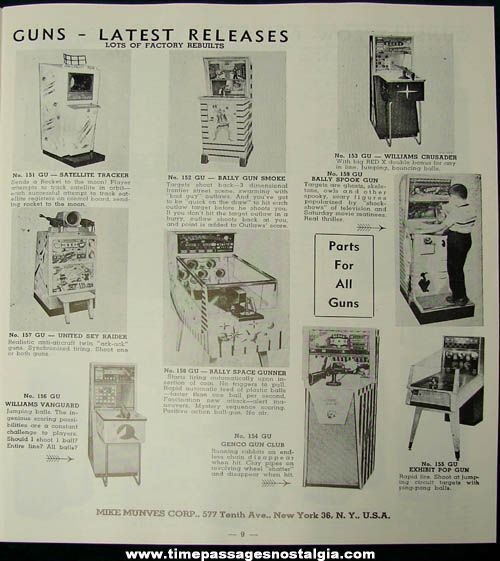 1950s Mike Munves Arcade Game, Machine, & Supply Catalog