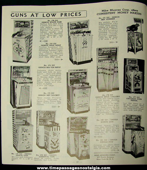 1950s Mike Munves Arcade Game, Machine, & Supply Catalog