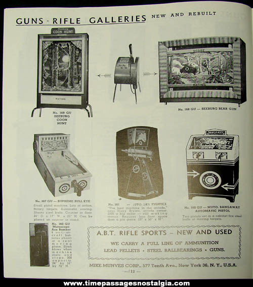 1950s Mike Munves Arcade Game, Machine, & Supply Catalog