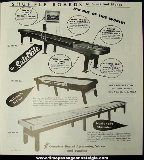1950s Mike Munves Arcade Game, Machine, & Supply Catalog