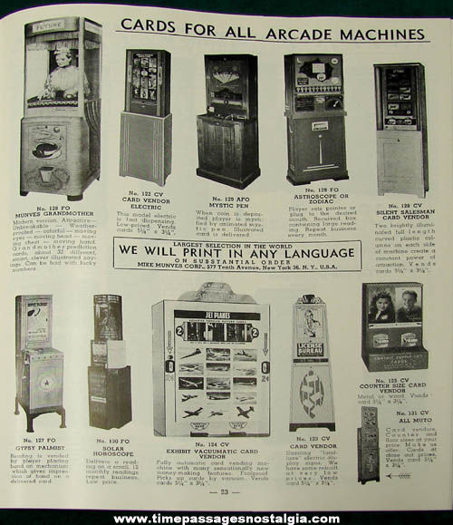 1950s Mike Munves Arcade Game, Machine, & Supply Catalog