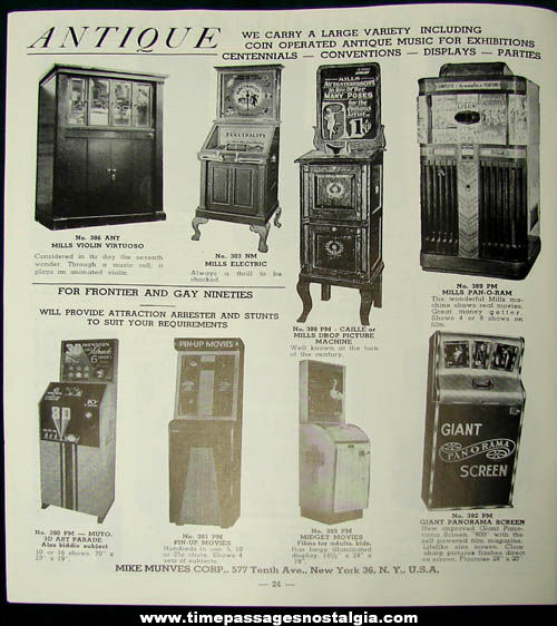 1950s Mike Munves Arcade Game, Machine, & Supply Catalog