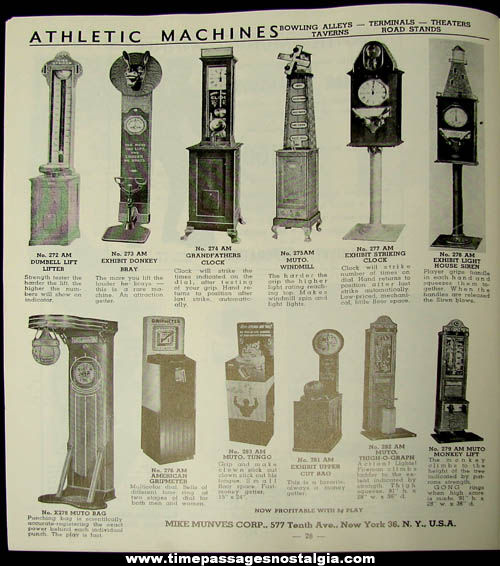 1950s Mike Munves Arcade Game, Machine, & Supply Catalog