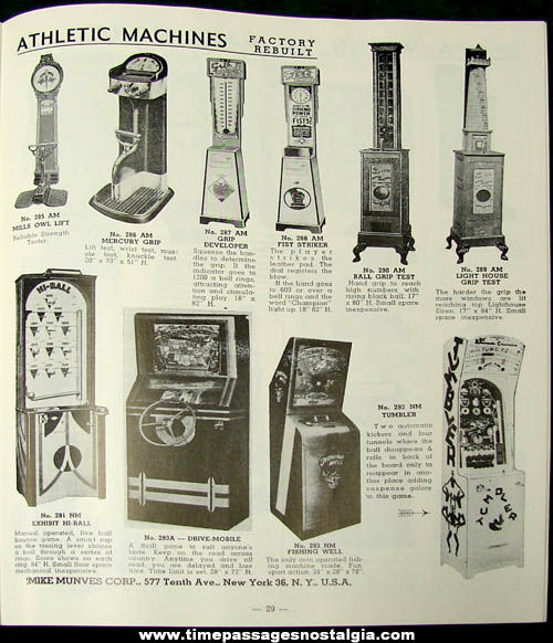 1950s Mike Munves Arcade Game, Machine, & Supply Catalog