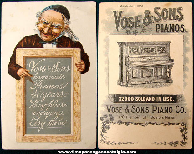 1892 Vose & Sons Piano Advertising Trade Card