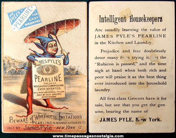 Colorful Old James Pyle’s Pearline Washing Compound Advertising Trade Card