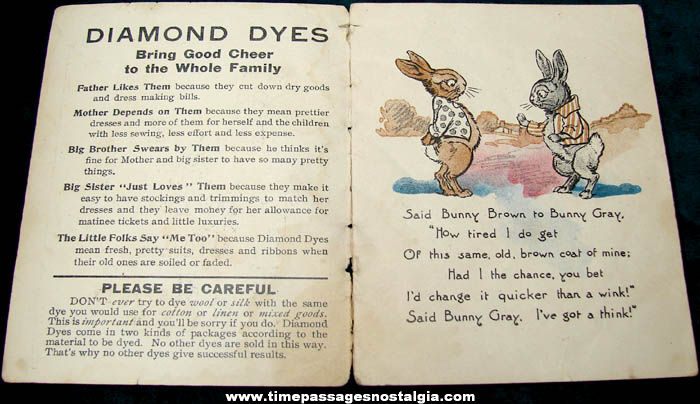 1909 Diamond Dyes Advertising Premium Bunny Tale Story Booklet