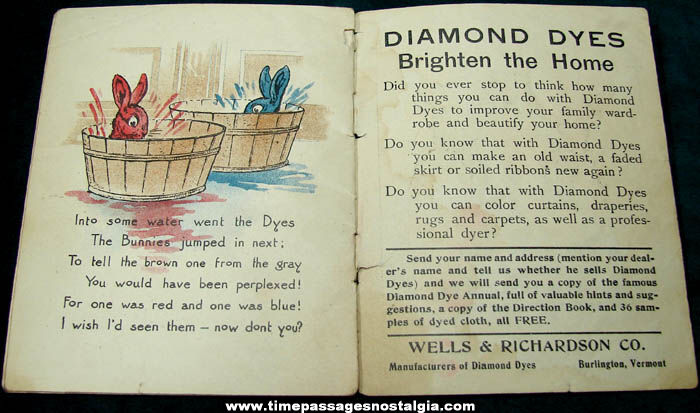 1909 Diamond Dyes Advertising Premium Bunny Tale Story Booklet