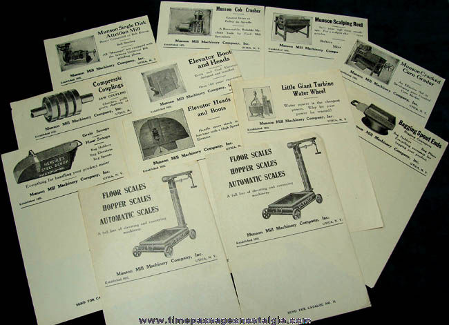 (23) Old Unused Munson Mill Machinery Company Equipment Advertising Sheets