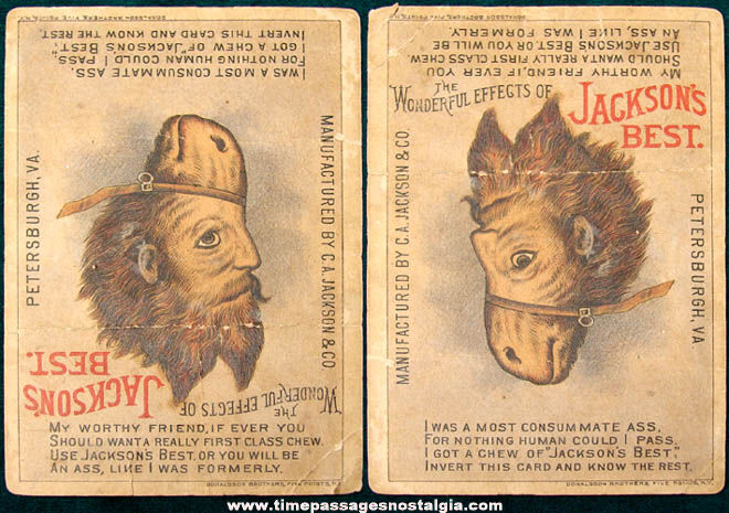 Old Jackson’s Best Tobacco Advertising Grocery Store Novelty Trade Card
