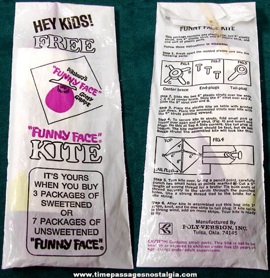Old Unopened Pillsbury Funny Face Drink Mix Advertising Premium Kite
